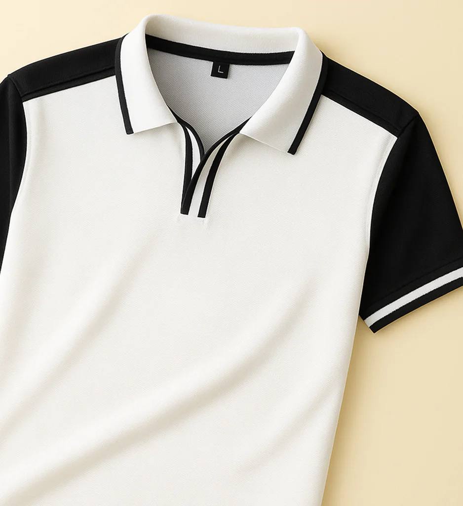 Santoro Dual-Tone Striped Collar Polo