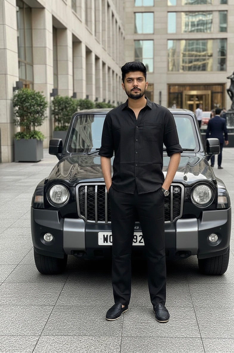 Modern  Linen Top & Bottom Set for Men