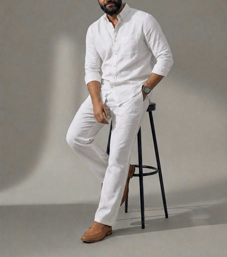 Coastal Top & Bottom Set Of Linen, Luxury And Style