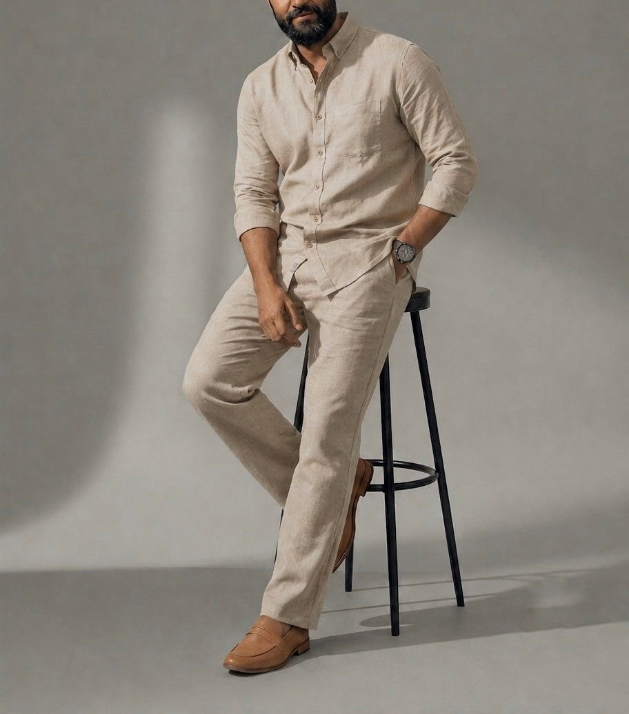 Coastal Top & Bottom Set Of Linen, Luxury And Style
