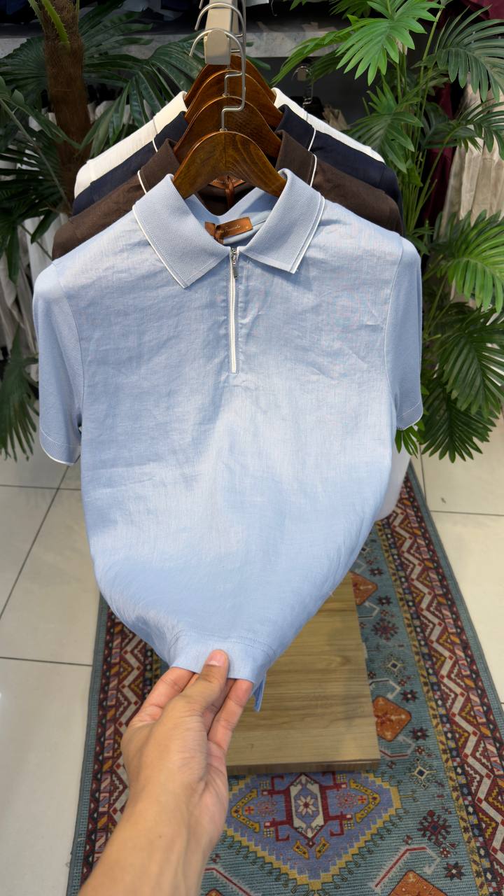 Linen Elite Zip Polo