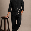 Breathable Embroidery Linen Men's Co-ord Set