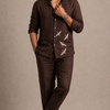 Breathable Embroidery Linen Men's Co-ord Set