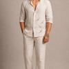 Breathable Embroidery Linen Men's Co-ord Set