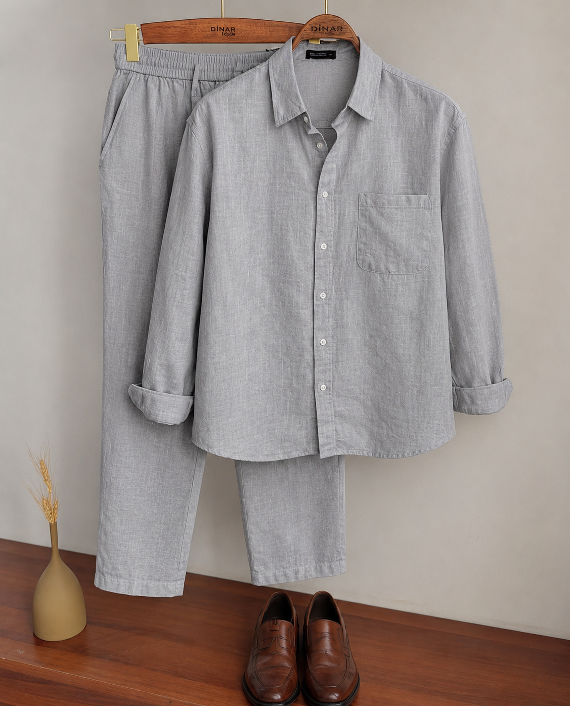 Modern  Linen Top & Bottom Set for Men