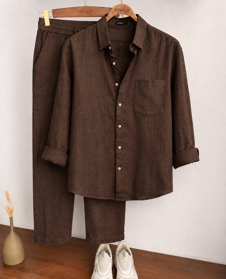 Modern  Linen Top & Bottom Set for Men
