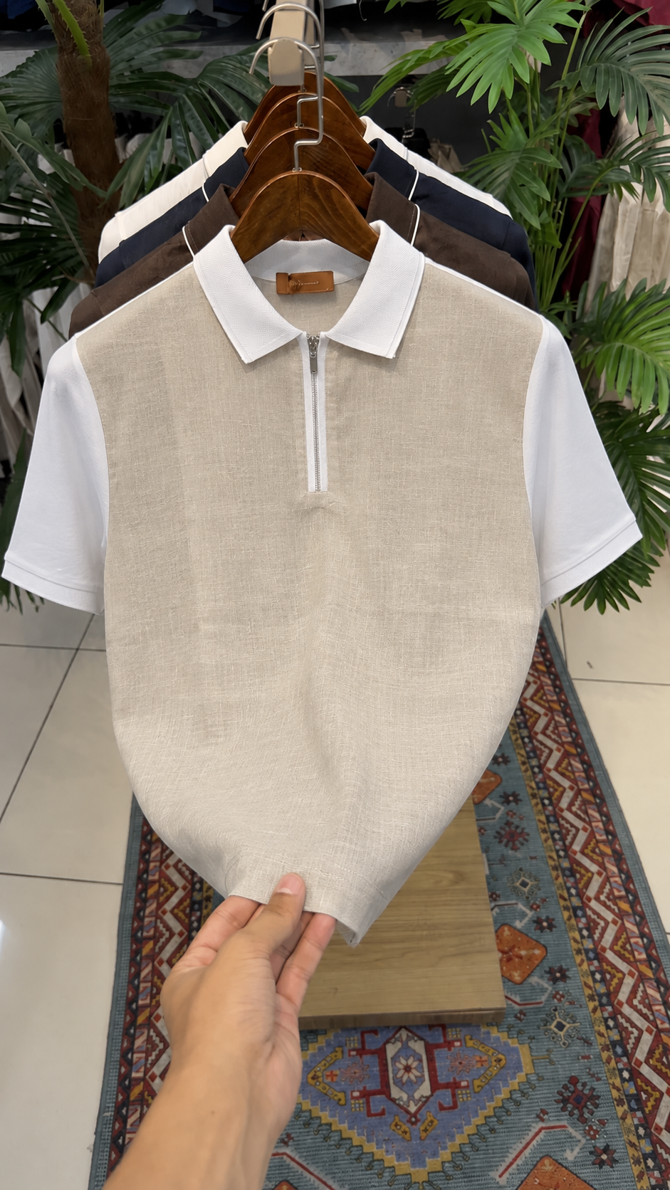 Linen Edge Half-Zip Polo