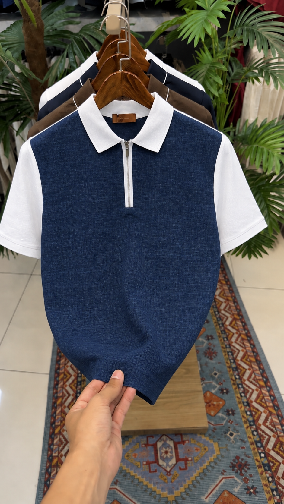 Linen Edge Half-Zip Polo
