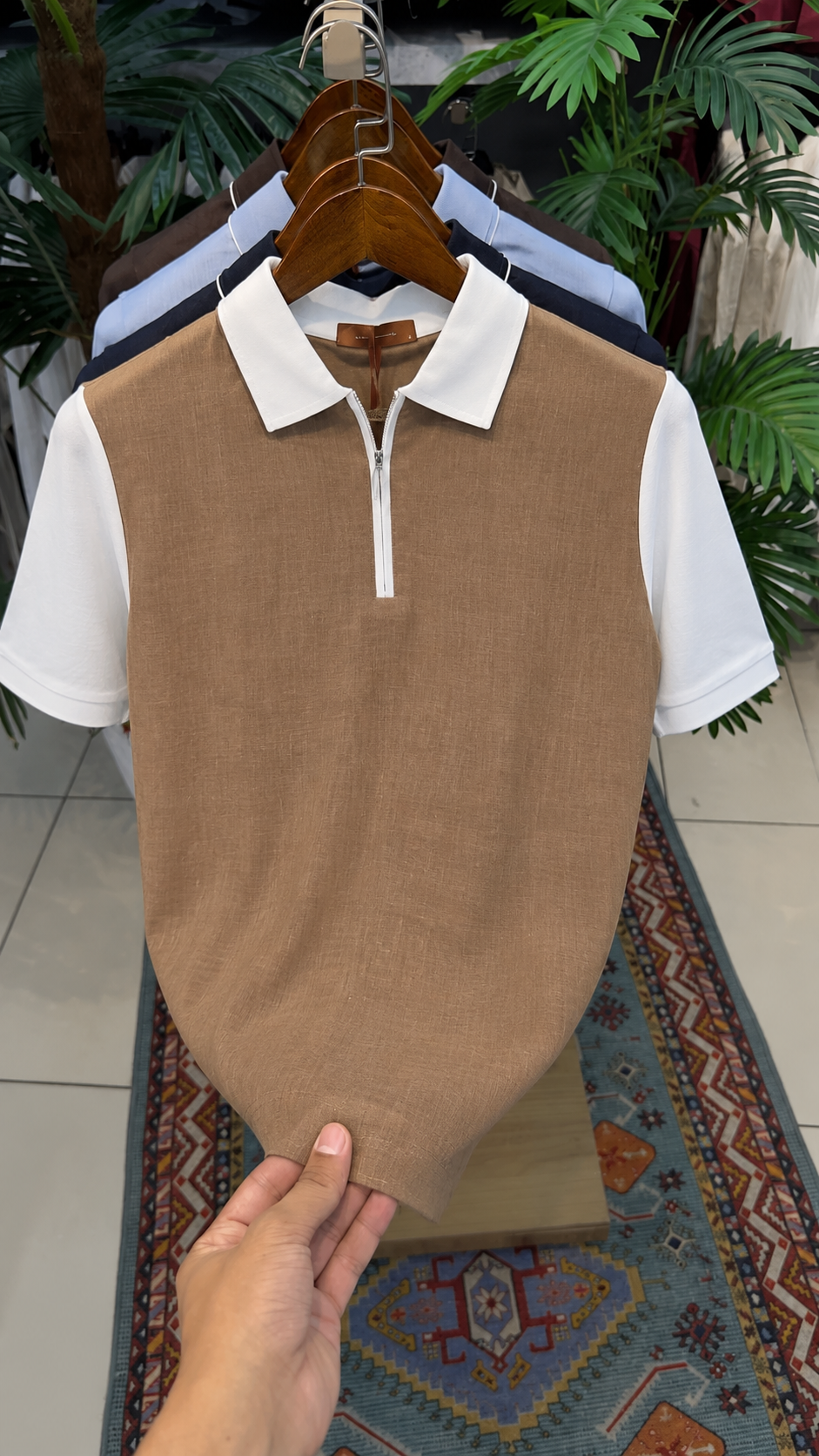 Linen Edge Half-Zip Polo