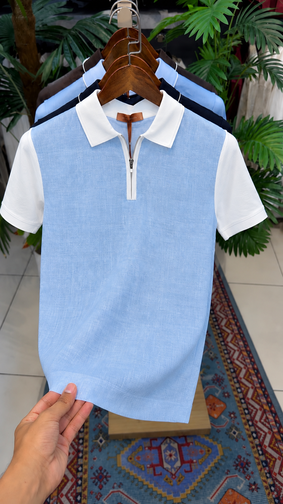 Linen Edge Half-Zip Polo