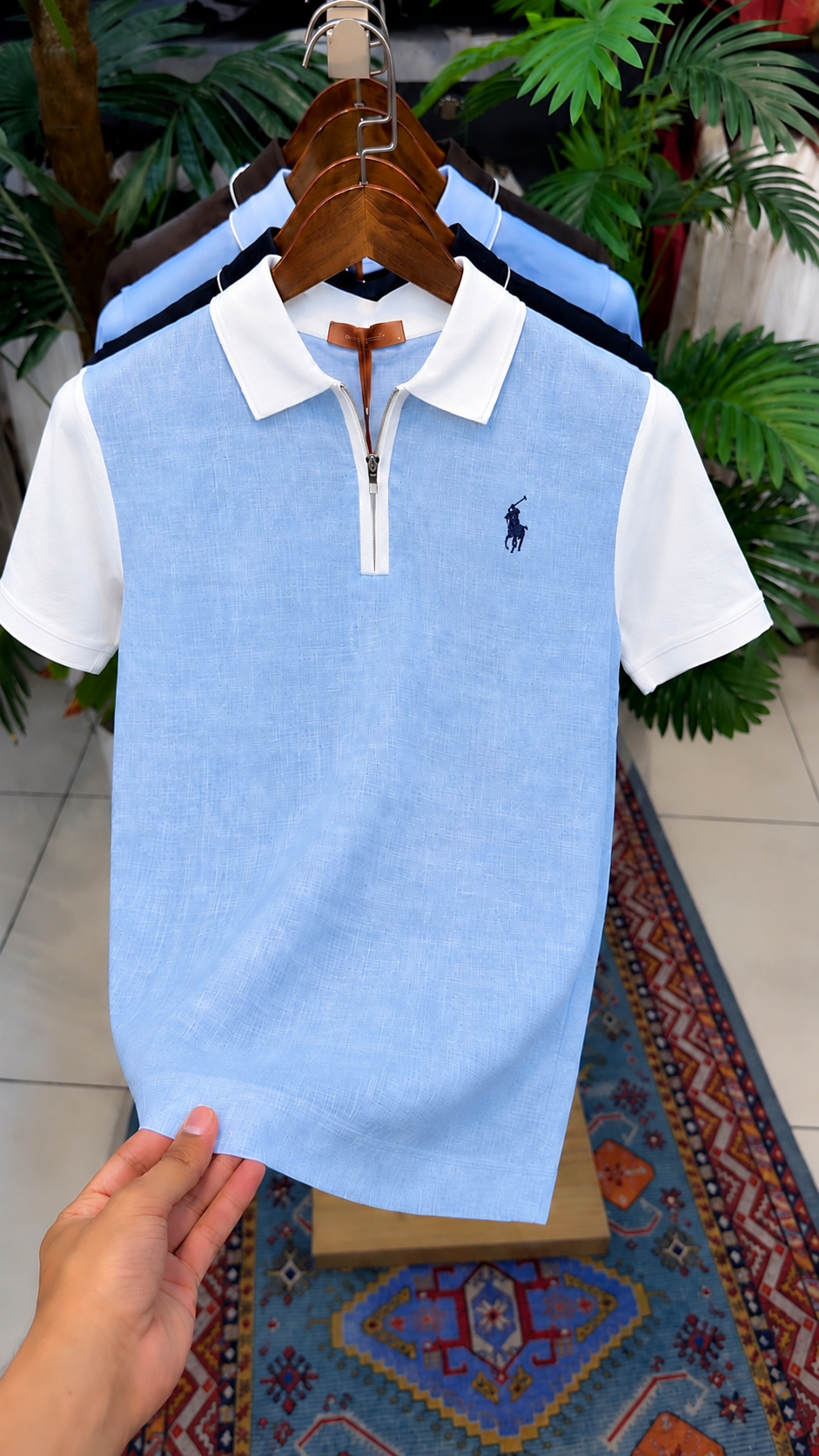 Premium Half-Zip Linen Polo