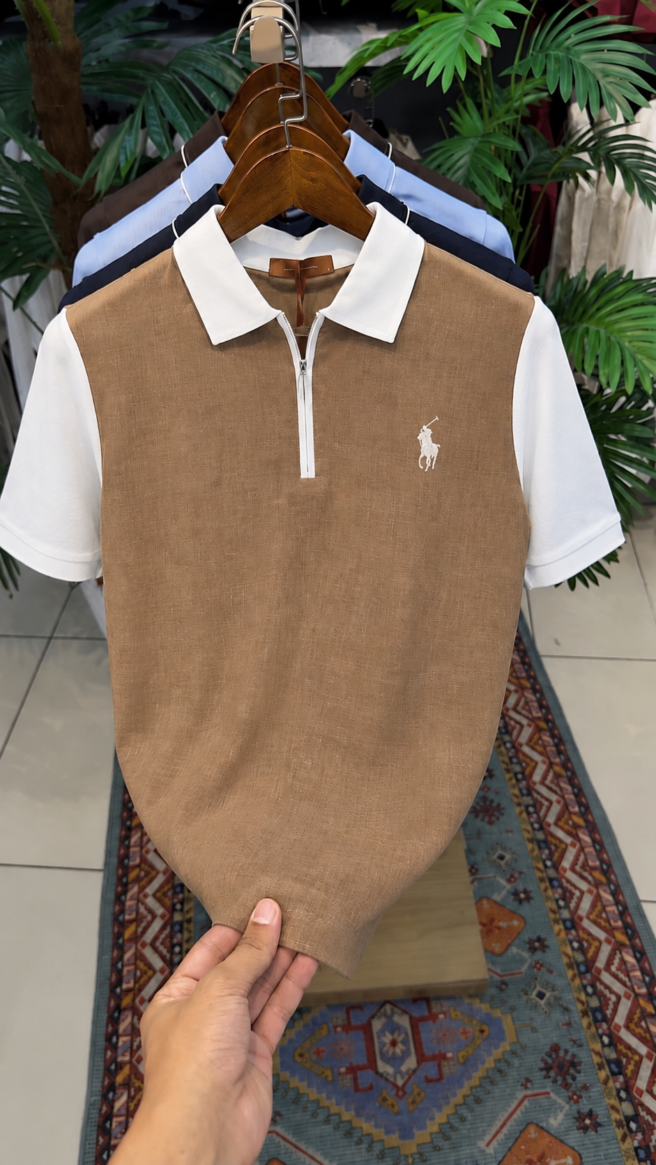 Premium Half-Zip Linen Polo