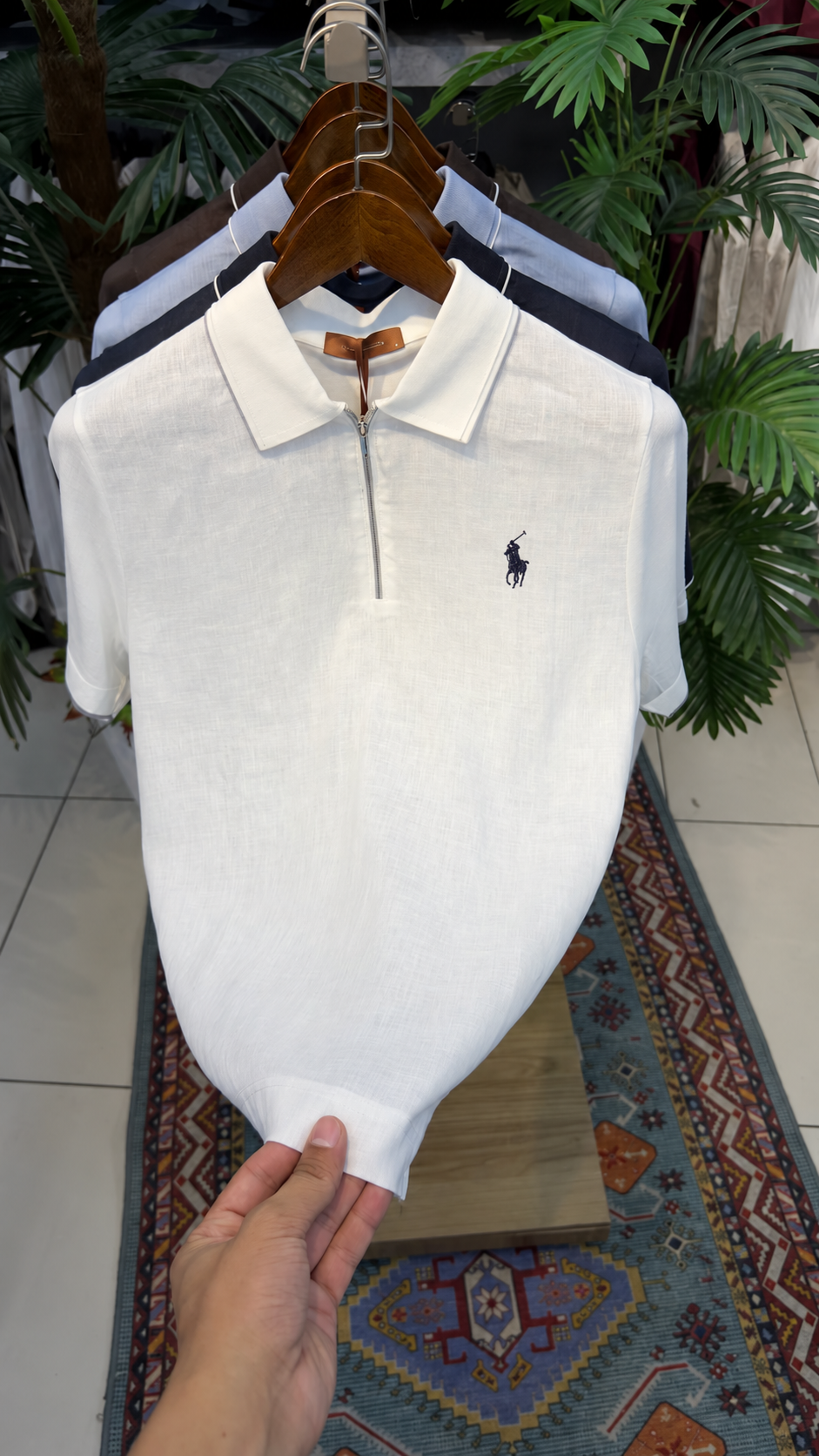 Premium Half-Zip Linen Polo