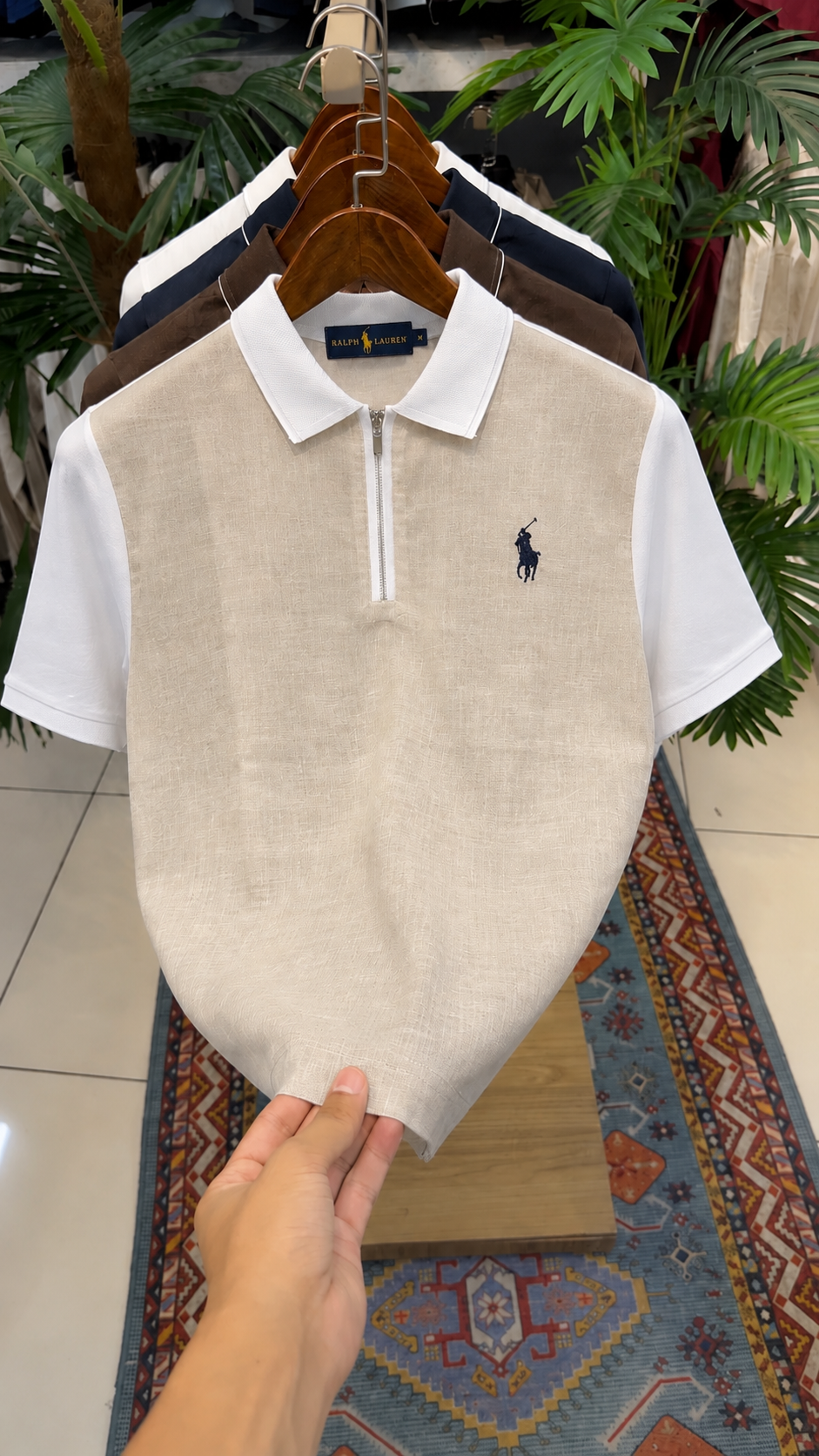 Premium Half-Zip Linen Polo