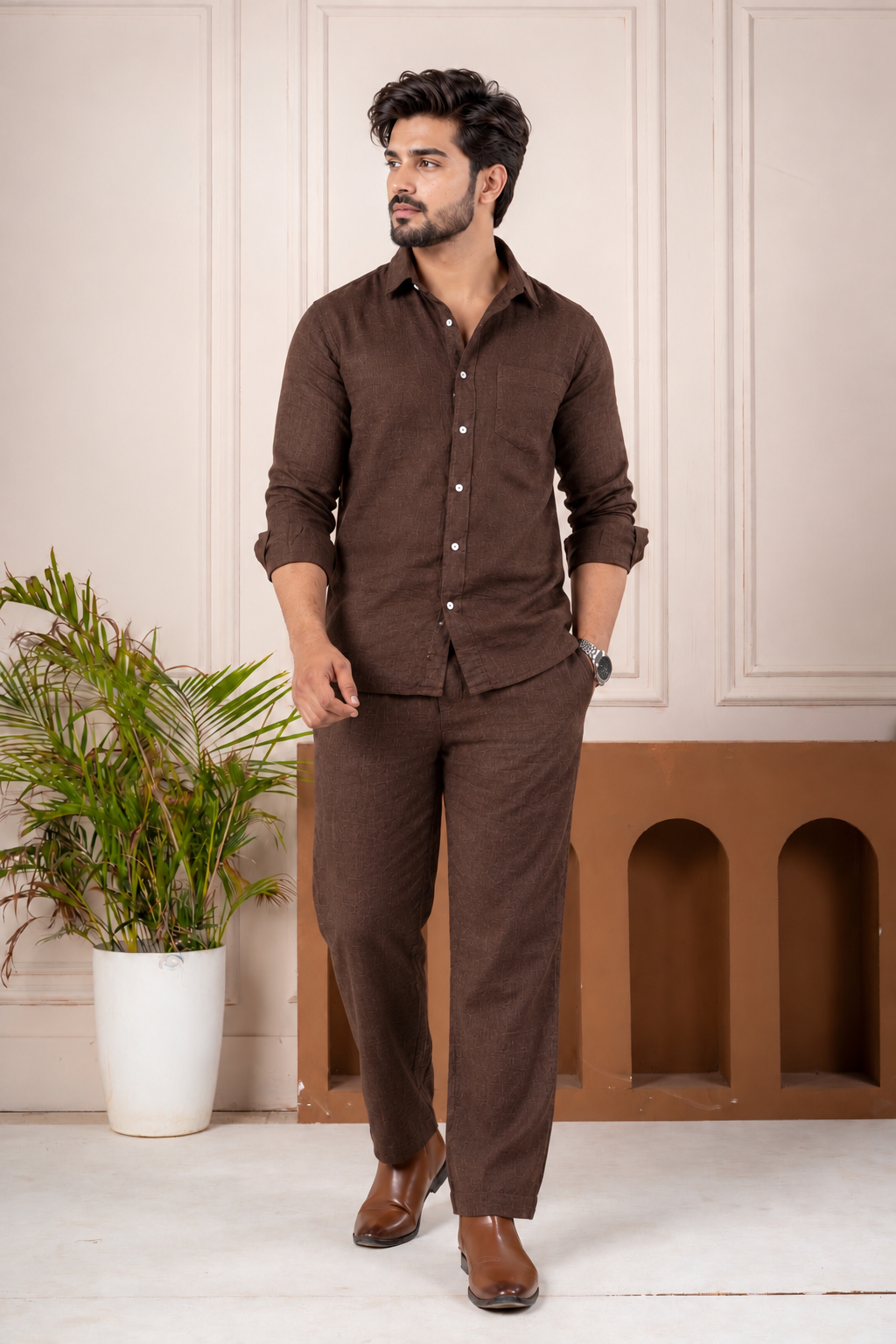 Men’s Classic Linen Shirt & Pant Set
