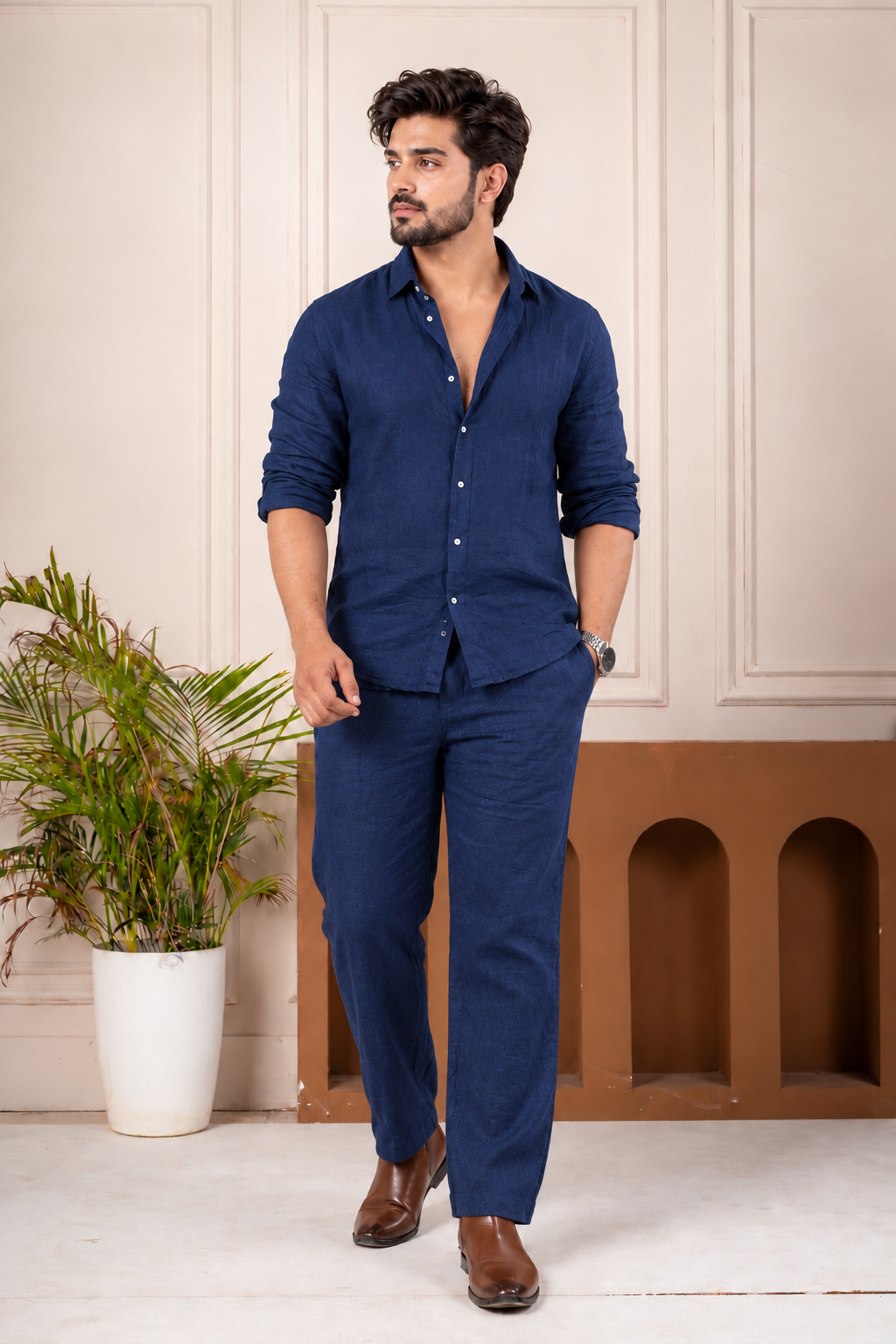 Men’s Classic Linen Shirt & Pant Set