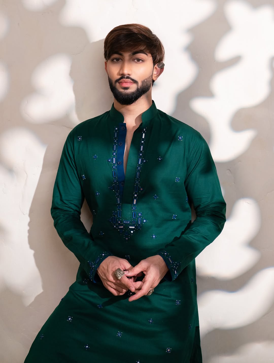 Men’s Premium Dark Green Embroidered Kurta
