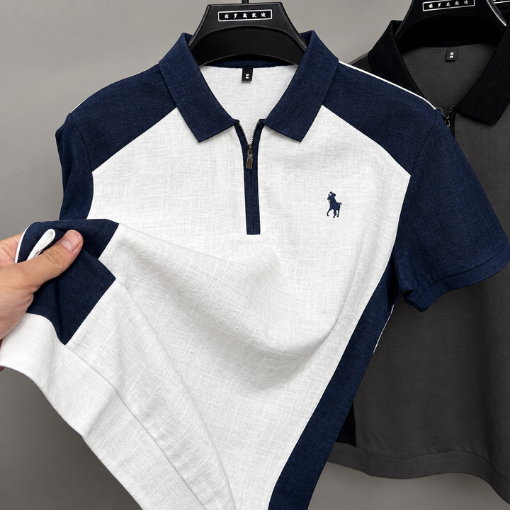 Linen Crest Zip Polo
