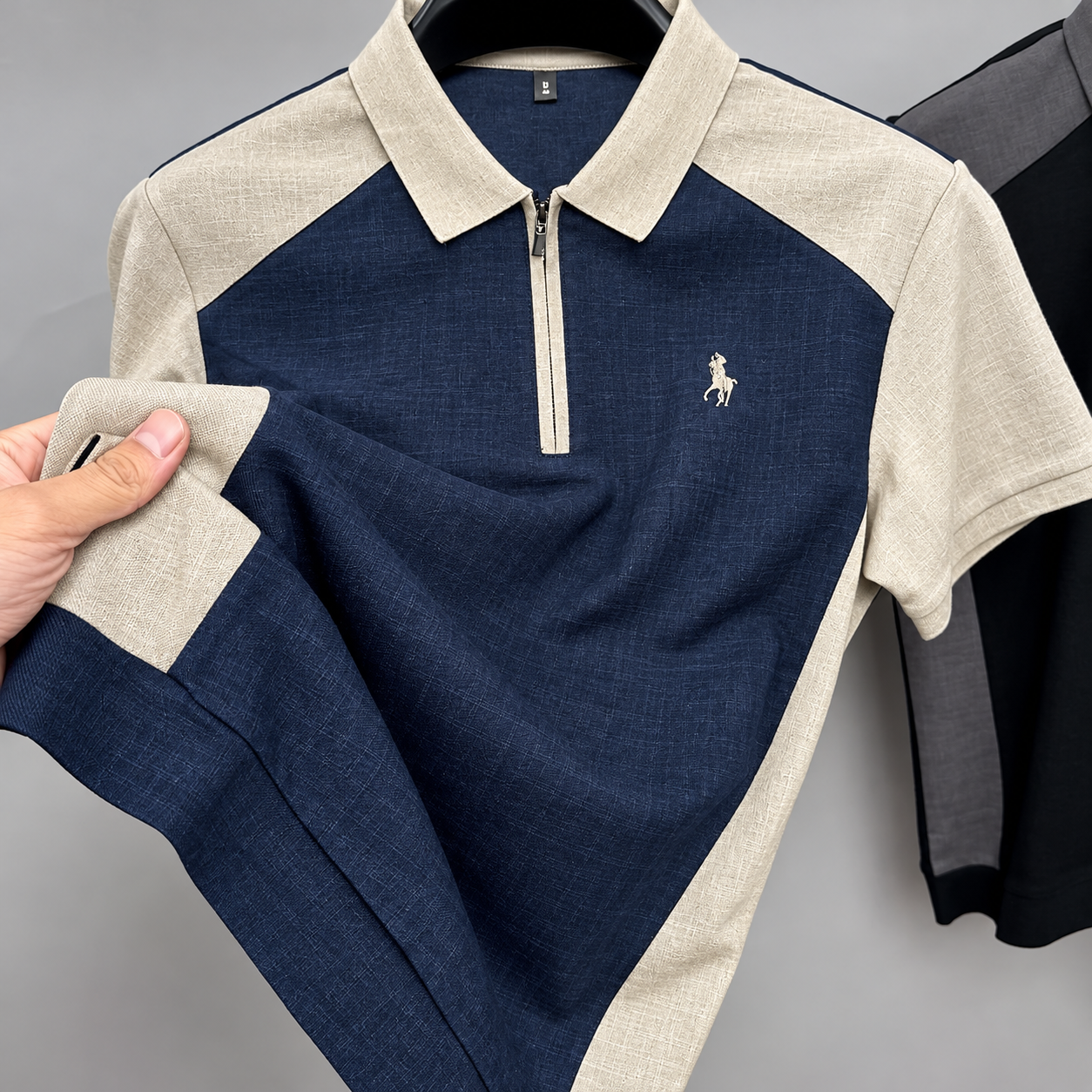 Linen Crest Zip Polo