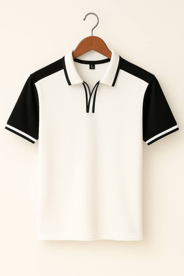 Santoro Dual-Tone Striped Collar Polo 