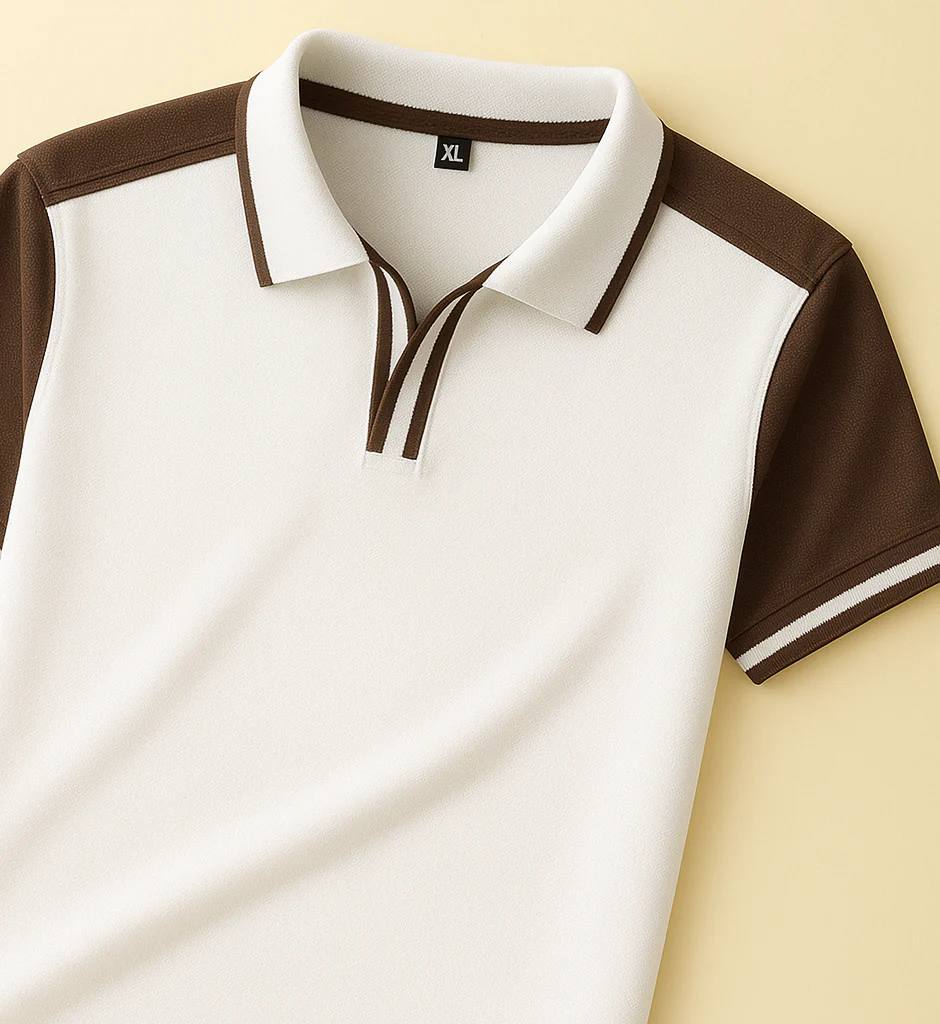 Santoro Dual-Tone Striped Collar Polo 