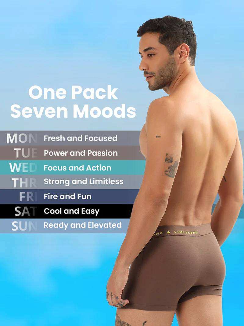 Everyday Expression | Men's Micro-Modal Trunks | Pack Of 7 | Free Pouch Worth ₹499