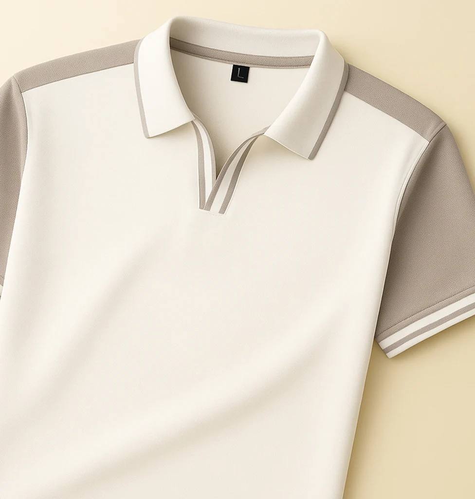 Santoro Dual-Tone Striped Collar Polo 