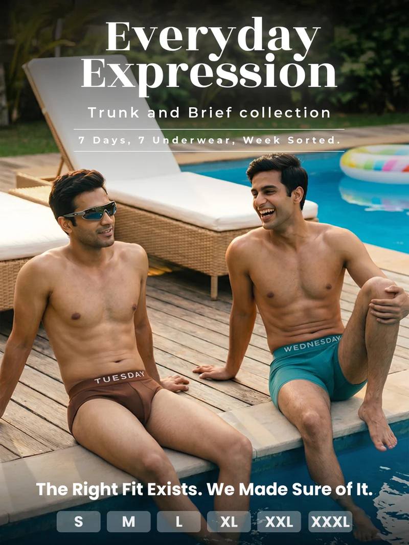 Everyday Expression | Men's Micro-Modal Trunks | Pack Of 7 | Free Pouch Worth ₹499