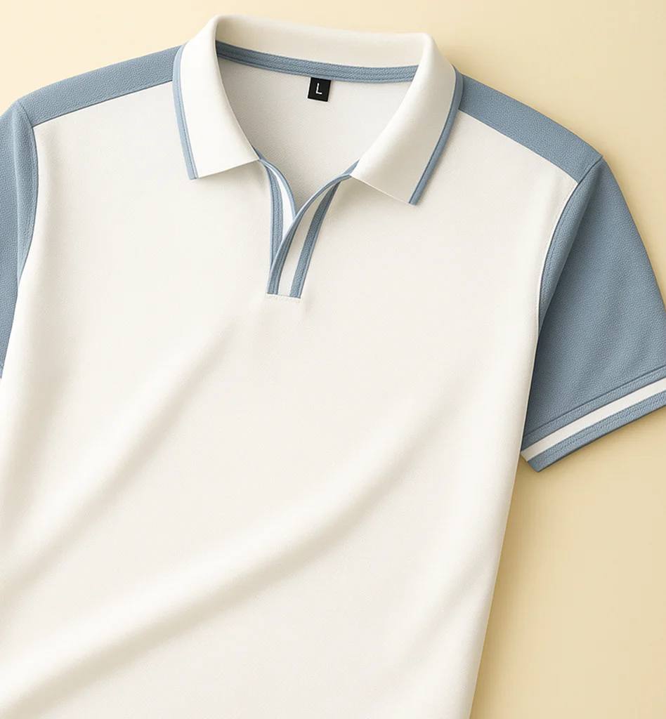 Santoro Dual-Tone Striped Collar Polo 