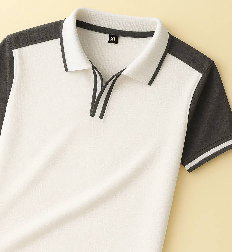 Santoro Dual-Tone Striped Collar Polo 